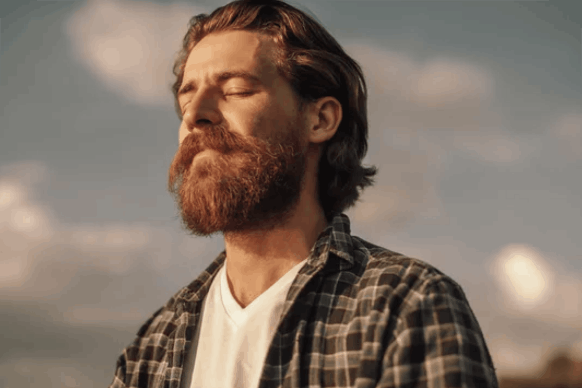Image of confident Man free from chronic stress